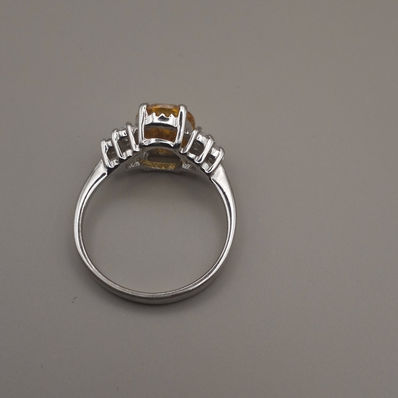 Canary Yellow Stone CZ Sterling Silver Ring - Picture 8 of 9